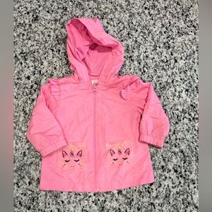 Wonder Nation Girls Pink Hooded Unicorn Lightweight Rain Jacket, Size 12 Months